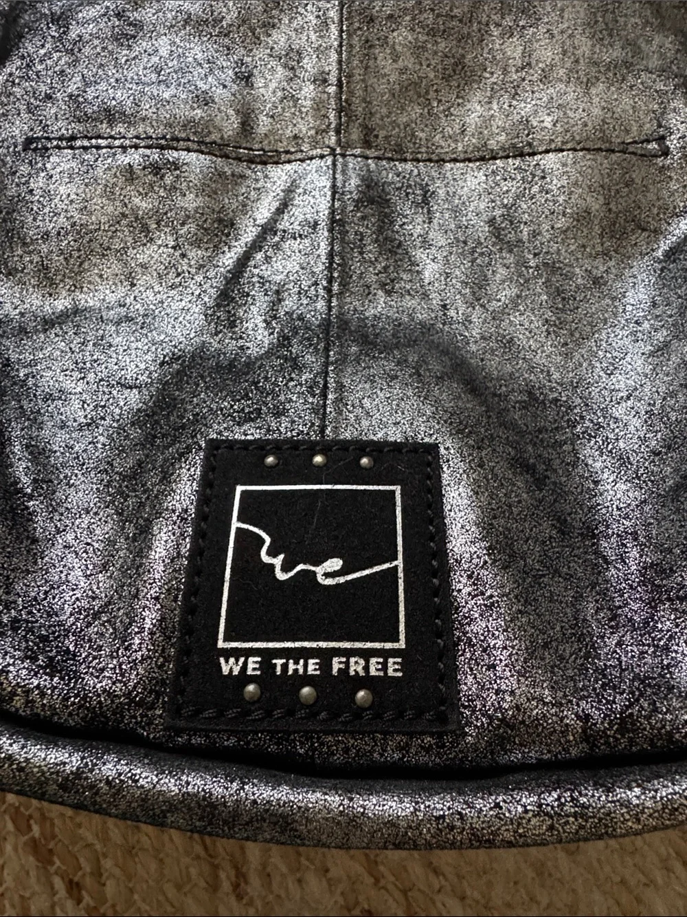 We The Free Shimmery Silver Crescent Shoulder Bag